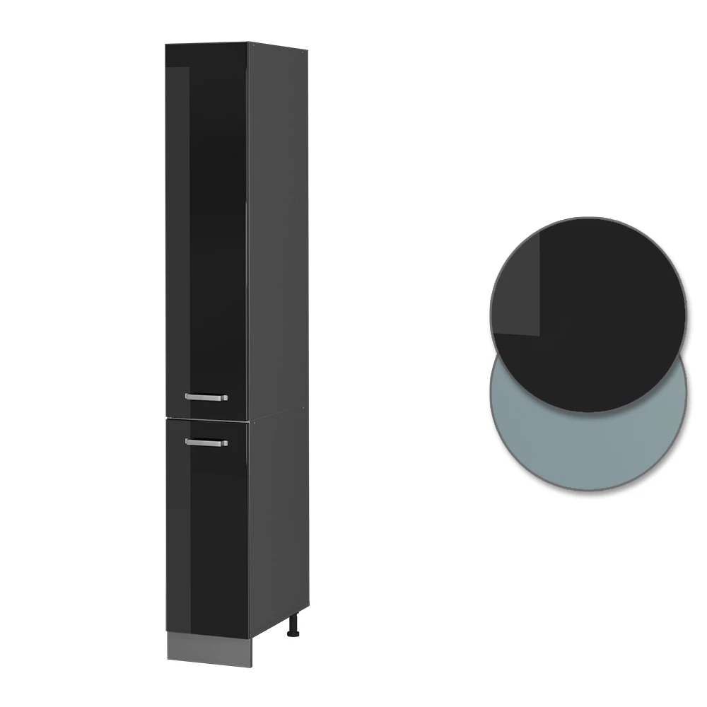 Close-up van Apotheekkast in Zwart hoogglans, met ontwerp- en oppervlakte-details