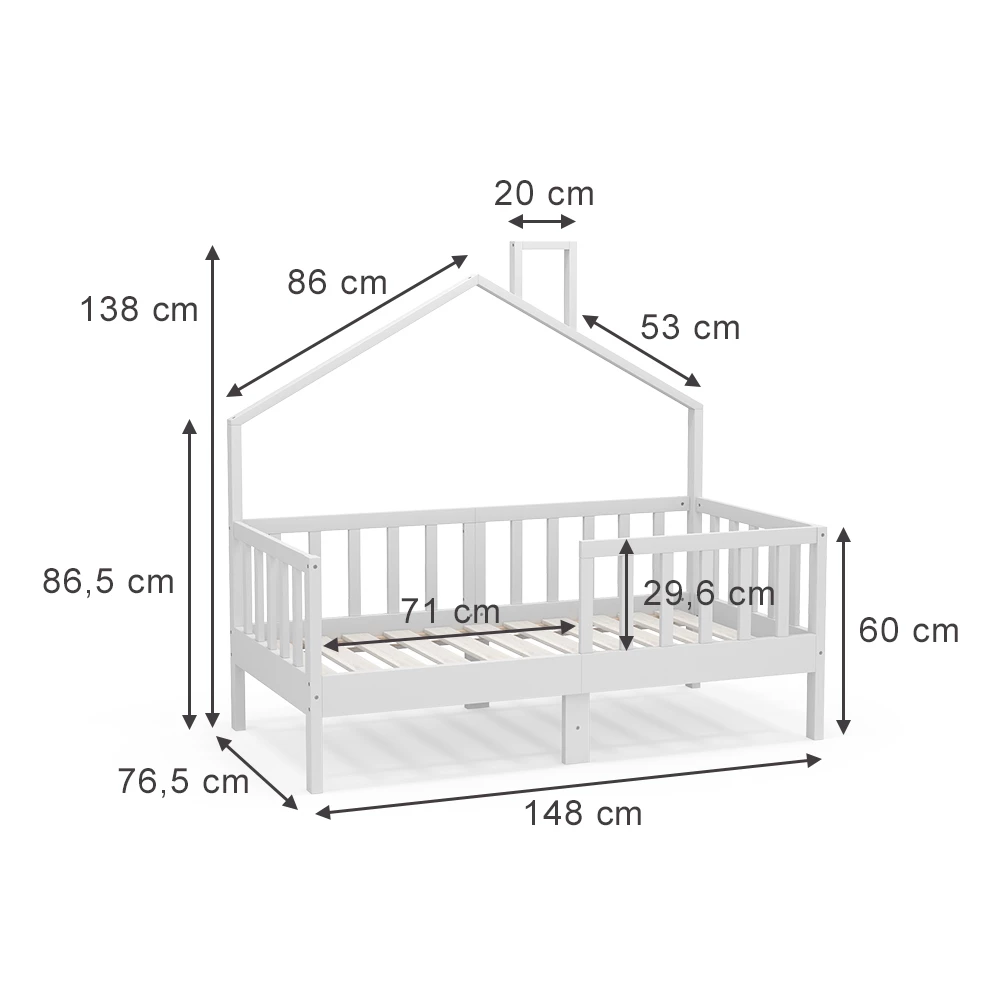 Vitalispa Letto per bambini Bianco 70x140 cm, Justus