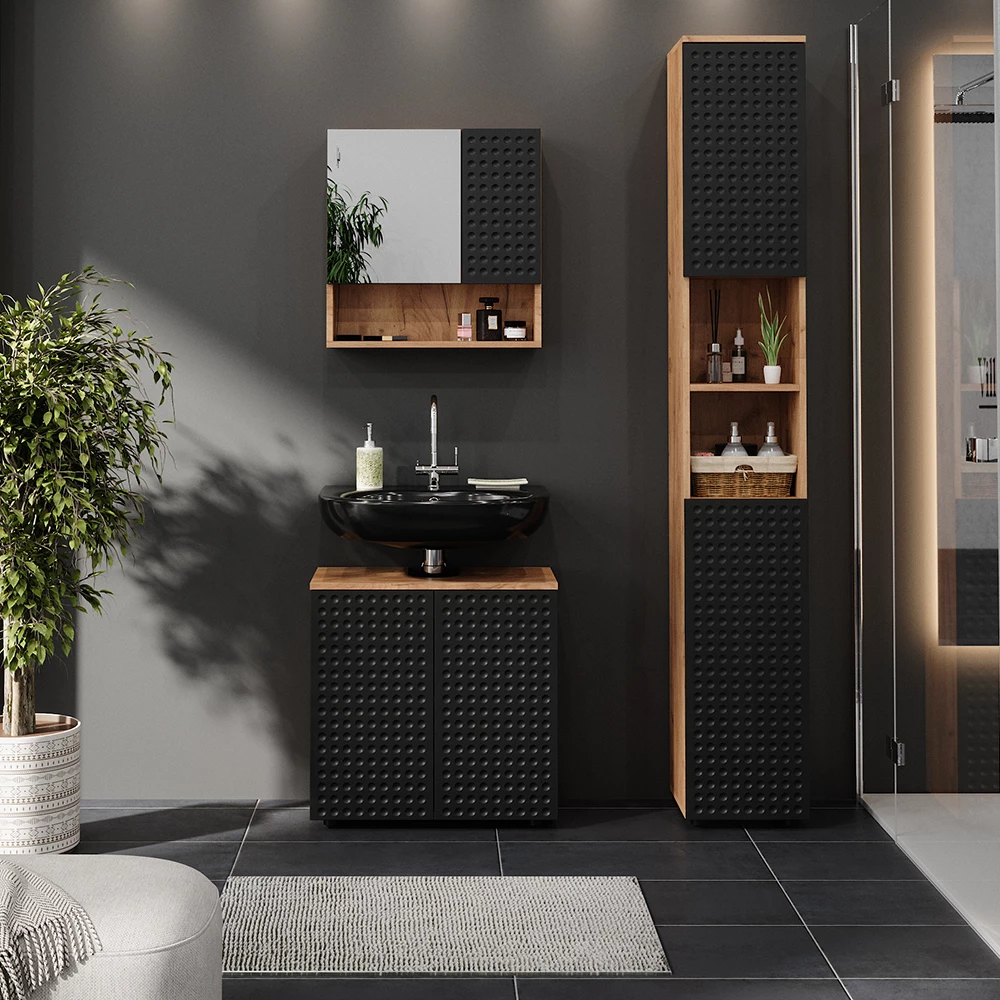 Vicco Waschbeckenunterschrank Anthrazit gepunktet 60 x 59 cm, Irma