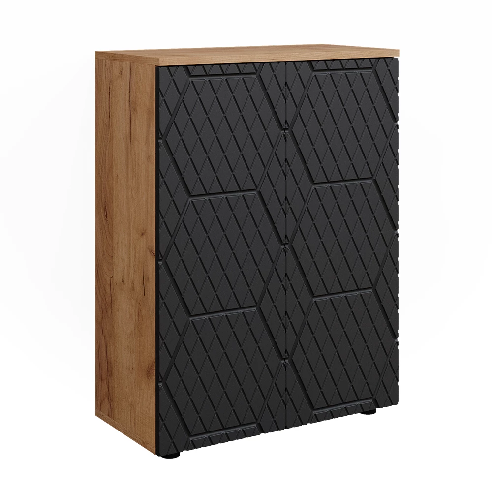 Armoire Salle De Bain 'Irma' 50x172x30 Cm - Couleur Anthracite/artisan - 2 Portes, étagères Réglables