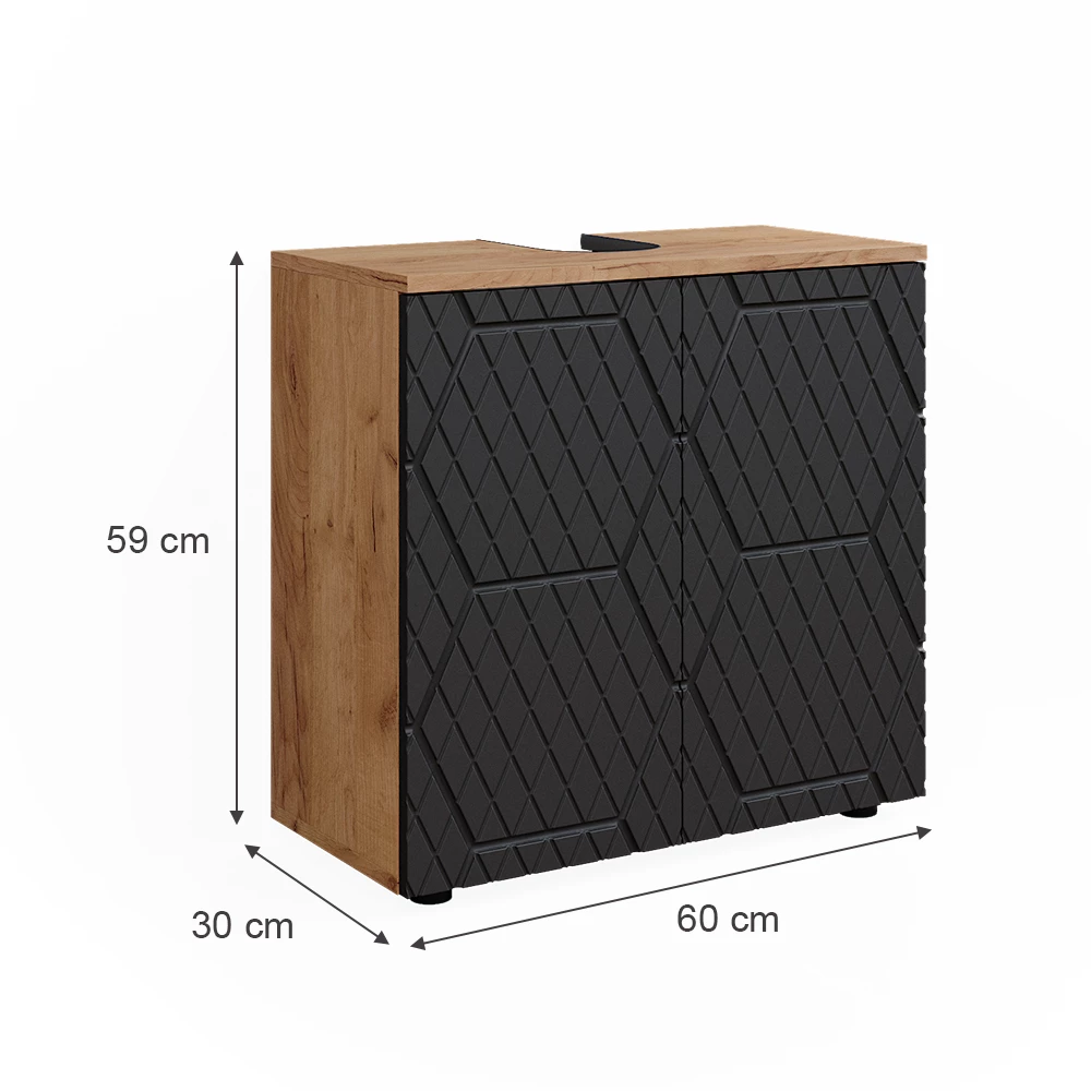 Vicco Waschbeckenunterschrank Anthrazit gestreift 60 x 59 cm, Irma