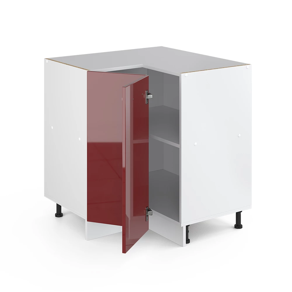 Eckunterschrank R-Line Rot Hochglanz 75.6 cm , AP Anthrazit livinity®