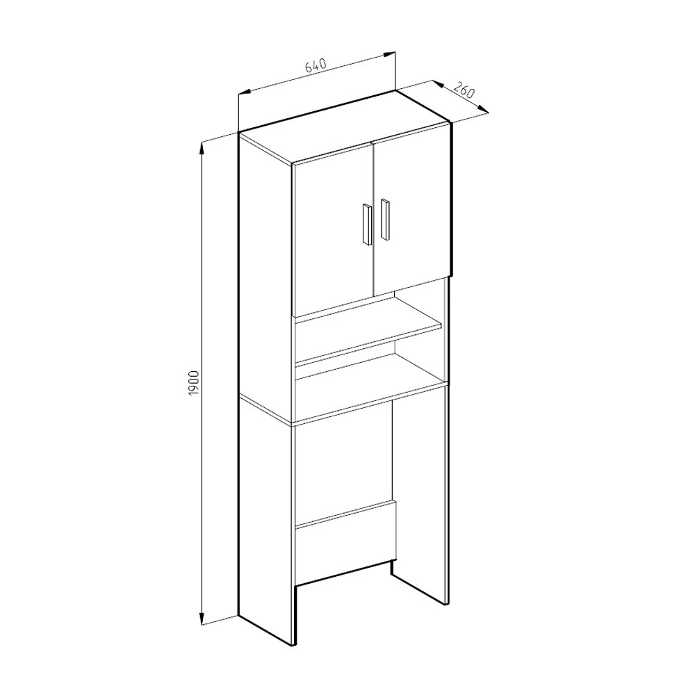Vicco Toilettenschrank Weiß 64 x 190 cm mit 2 Türen