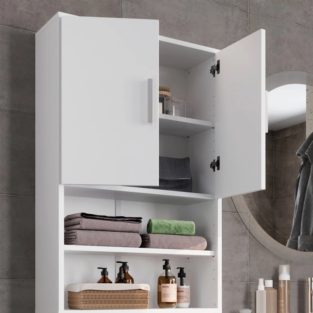Vicco Toilettenschrank Weiß 64 x 190 cm mit 2 Türen