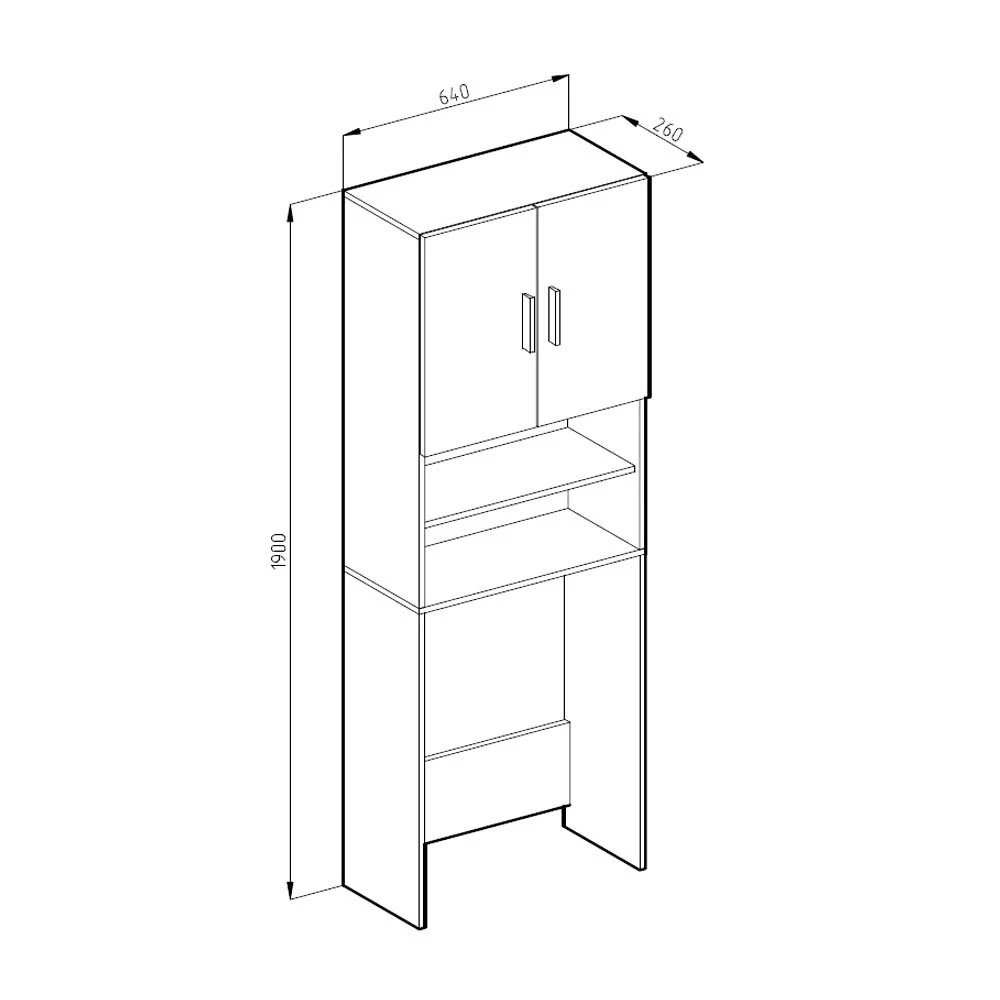 Vicco Toiletkast Beton/Wit 64 x 190 cm met 2 deuren