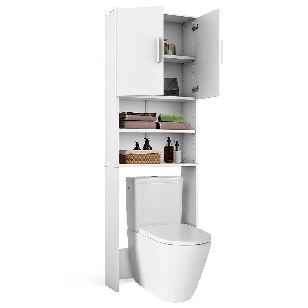 Vicco Toilettenschrank Weiß 64 x 190 cm mit 2 Türen