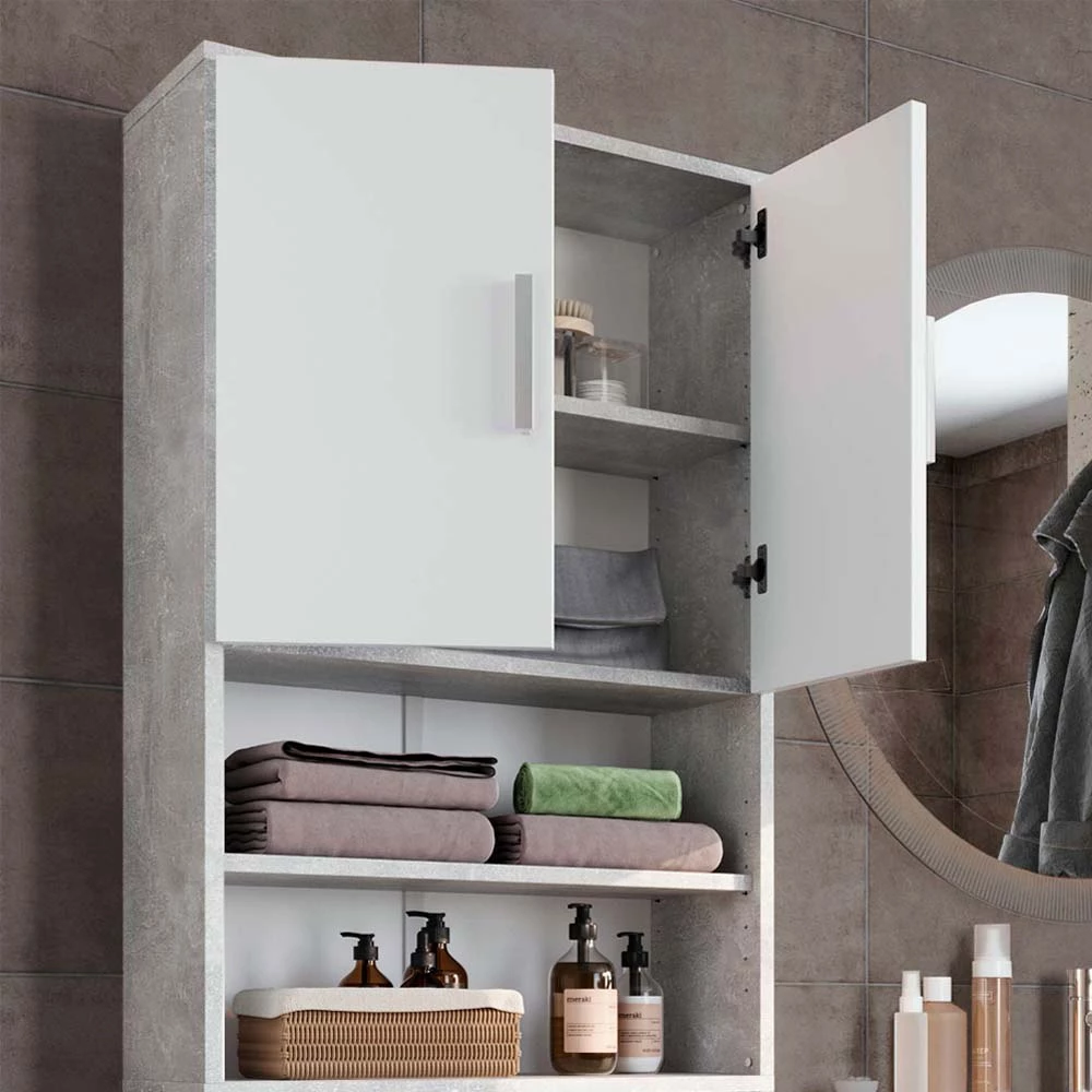 Vicco Toiletkast Beton/Wit 64 x 190 cm met 2 deuren