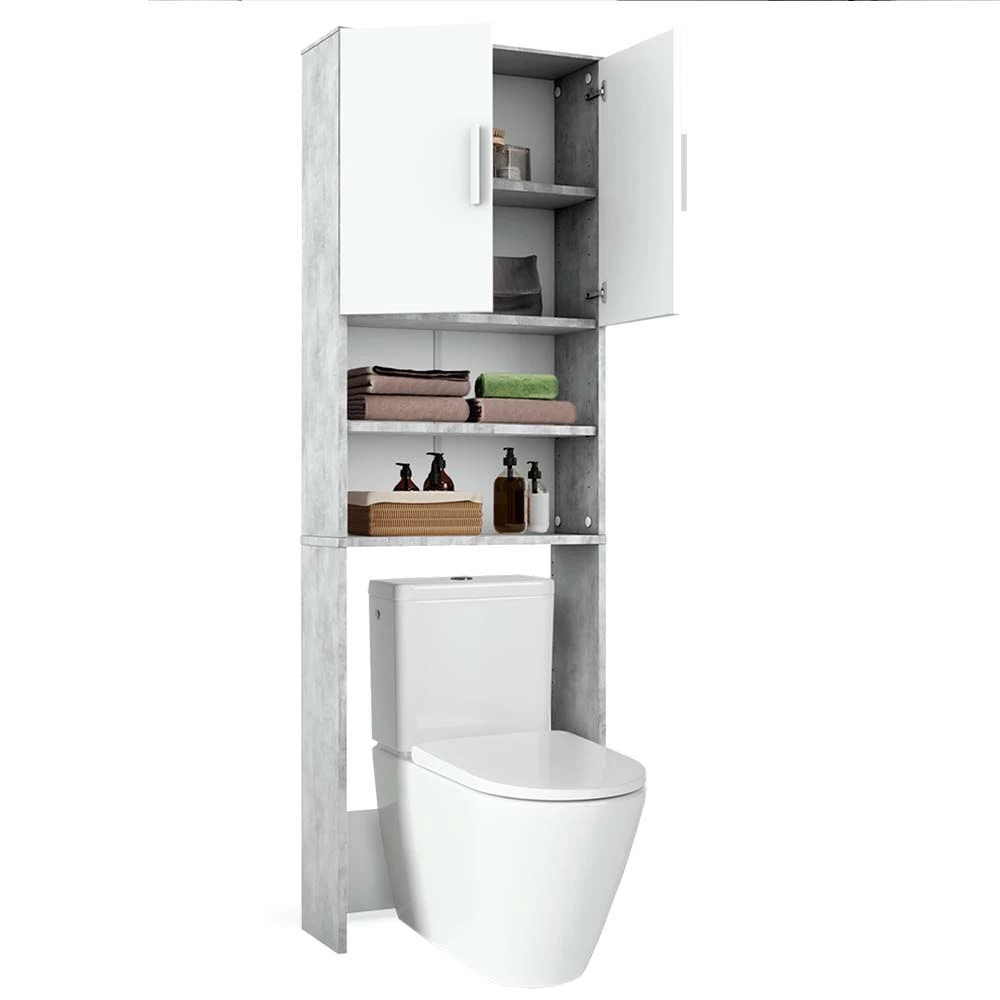 Vicco Toiletkast Beton/Wit 64 x 190 cm met 2 deuren