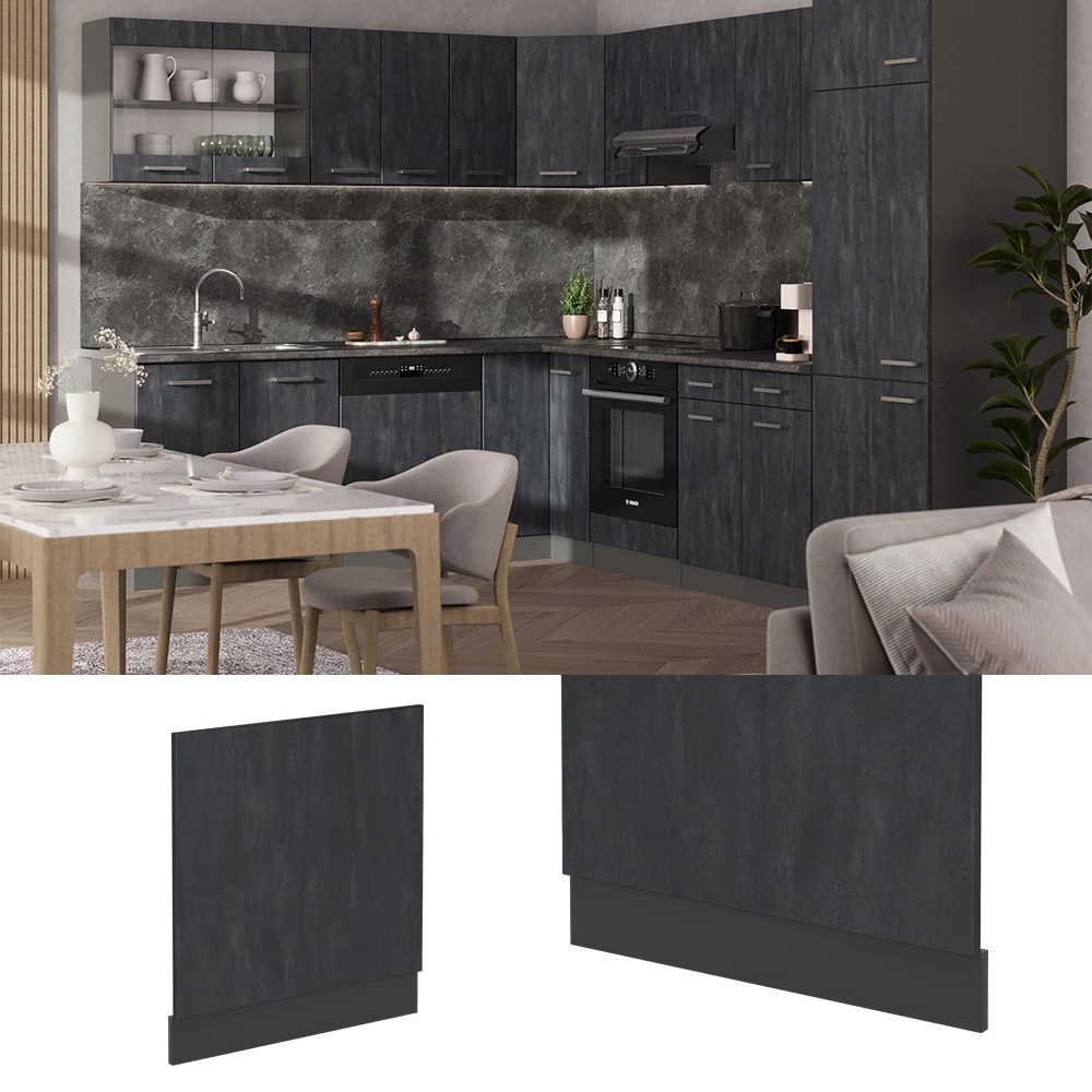 Vicco Küchenmöbel Schwarz Beton 60 cm ohne Arbeitsplatte, R-Line