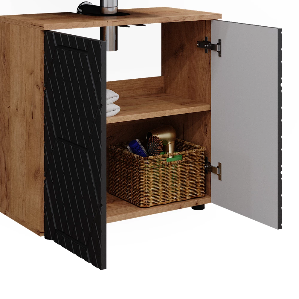 Fasciatoio Vicco Irma Con Cassettiera - Antracite/Artisan, 60x97x68 Cm, In Truciolato 16 Mm