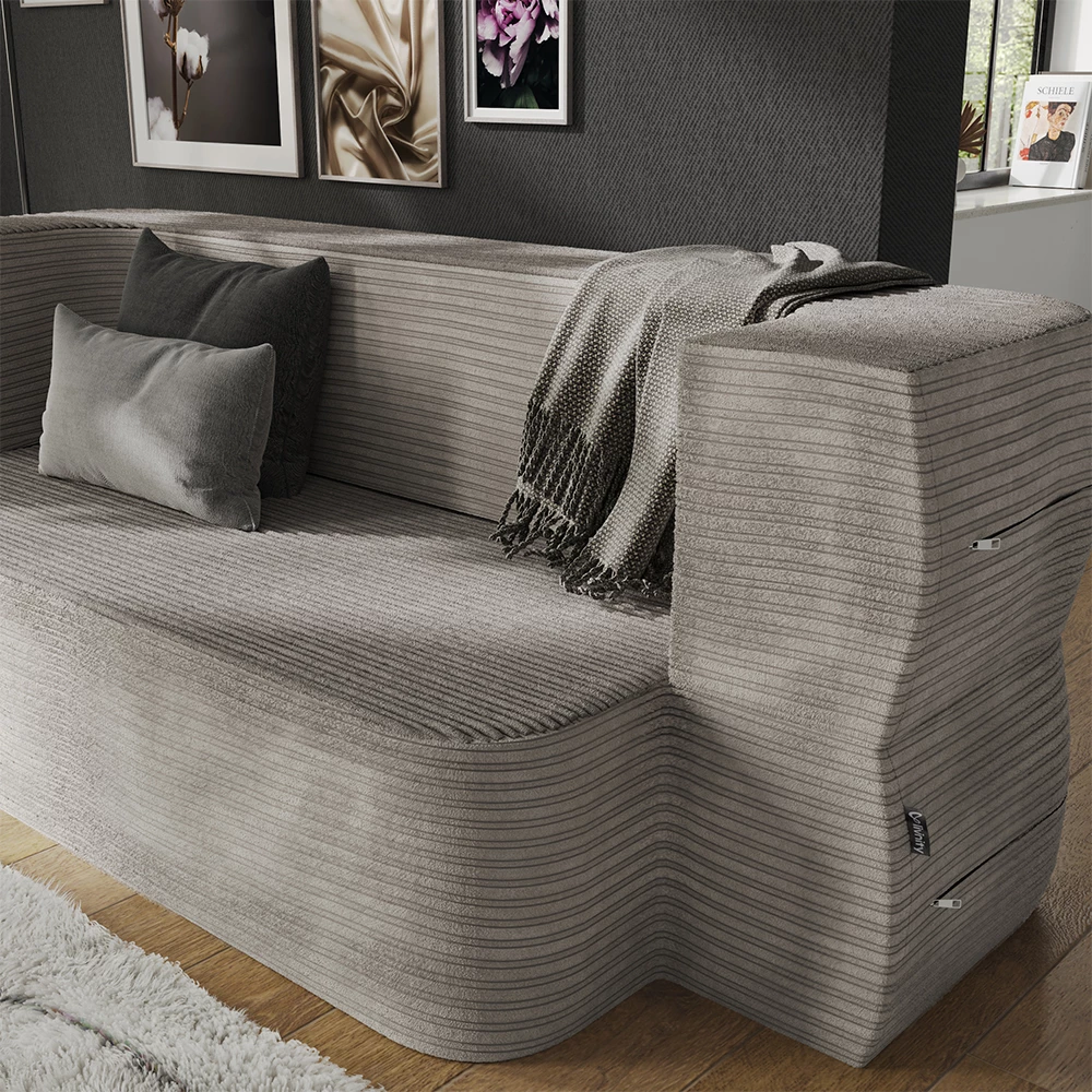 livinity® Sofa Beige 190 cm mit Schlaffunktion, Lille