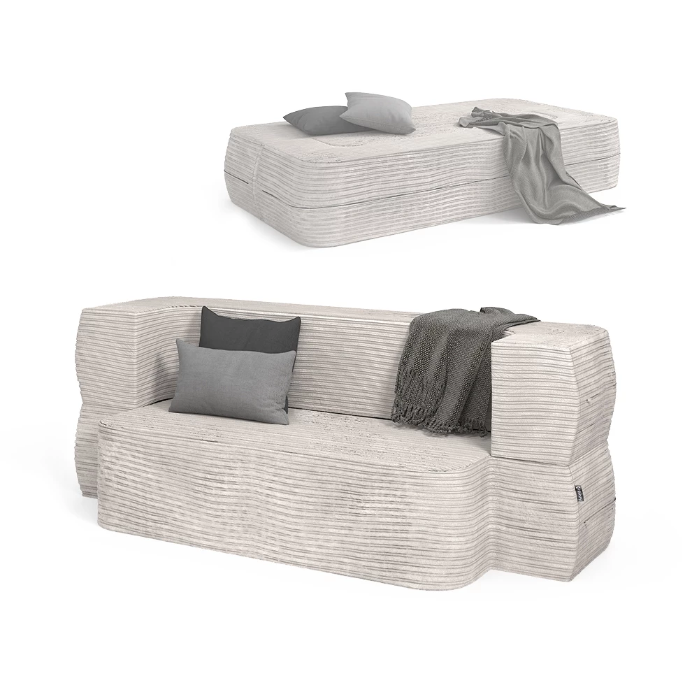 livinity® Sofa Beige 190 cm mit Schlaffunktion, Lille