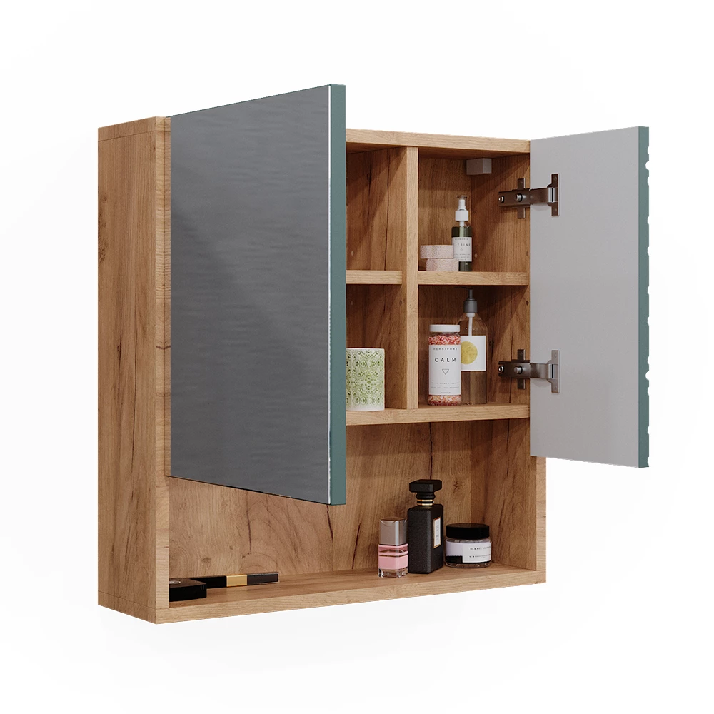 Vicco Badspiegelschrank Grün/Goldkraft Eiche 54 x 55 cm, Irma