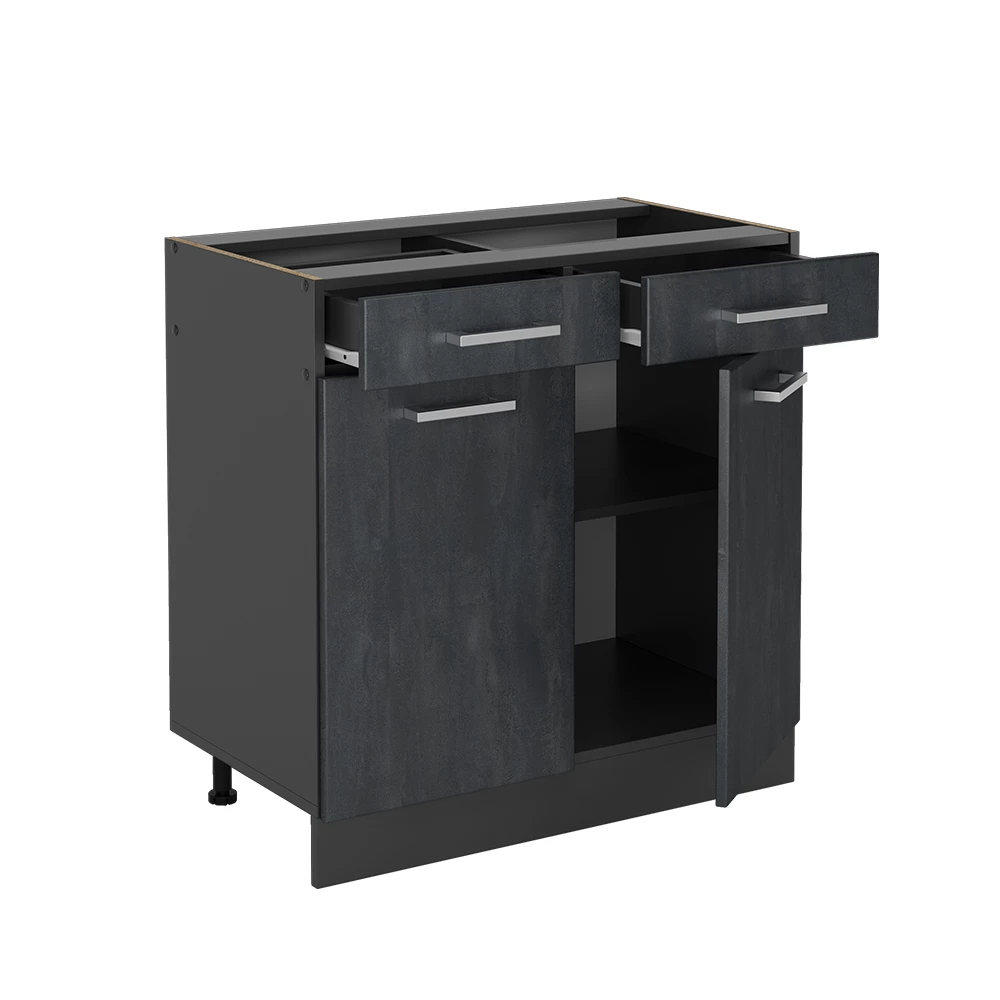 Vicco Küchenunterschrank Schwarz Beton 80 cm ohne Arbeitsplatte, R-Line