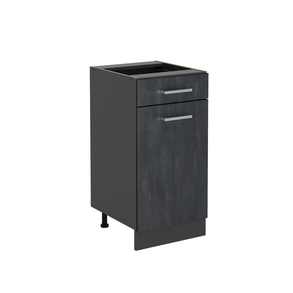 Vicco Küchenunterschrank Schwarz Beton 40 cm ohne Arbeitsplatte, R-Line