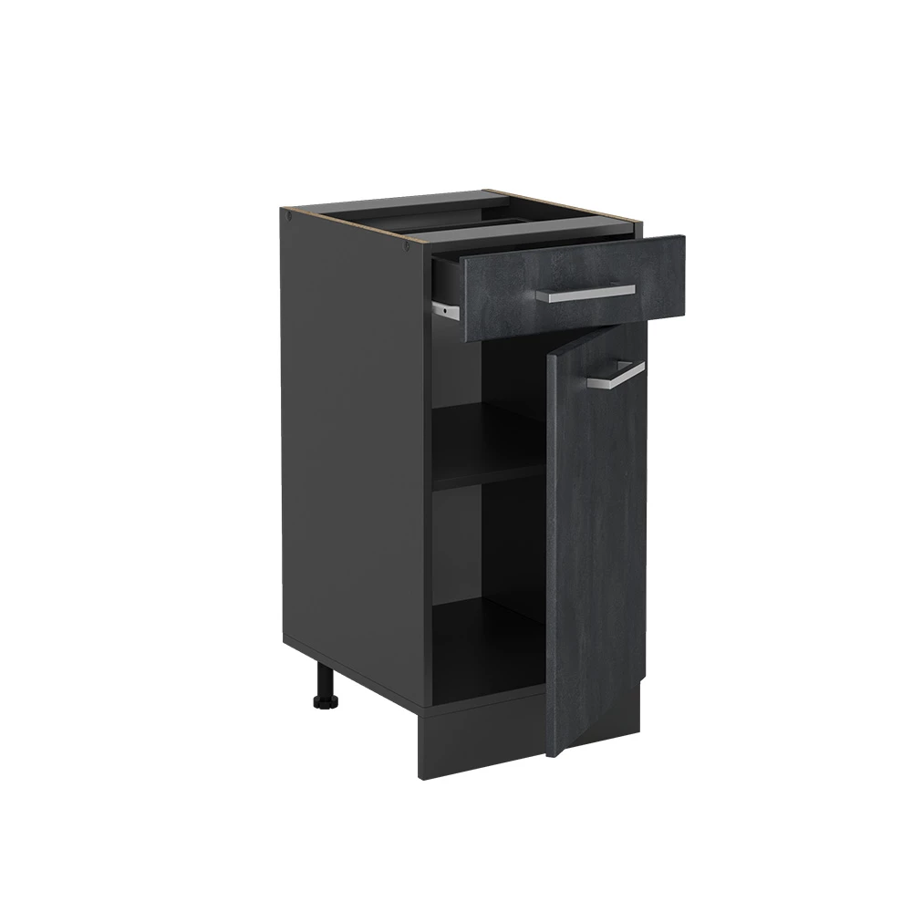 Vicco Küchenunterschrank Schwarz Beton 40 cm ohne Arbeitsplatte, R-Line