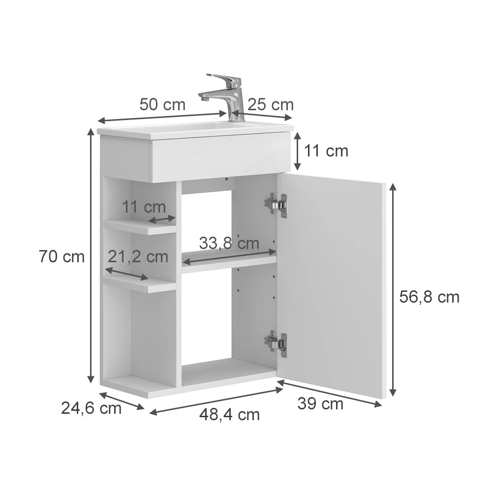 Vicco Set mobilier baie Alb 2 piese, cu chiuveta, Amadeo