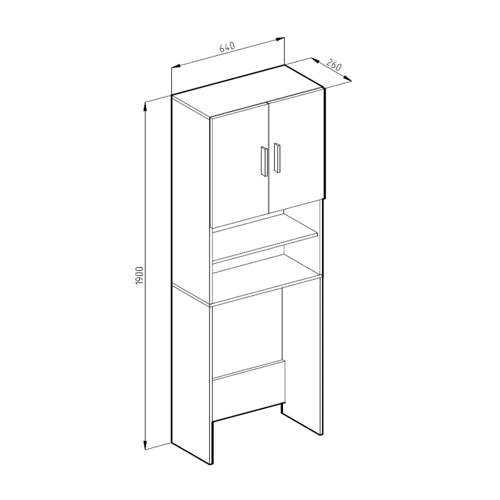 Vicco Toilettenschrank Sonoma/Weiß 64 x 190 cm mit 2 Türen