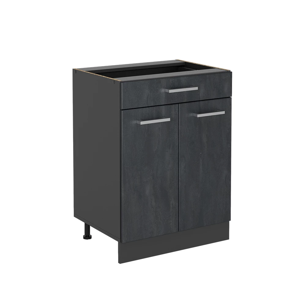 Vicco Schubladenschrank Schwarz Beton 60 cm mit Schublade, ohne Arbeitsplatte, R-Line