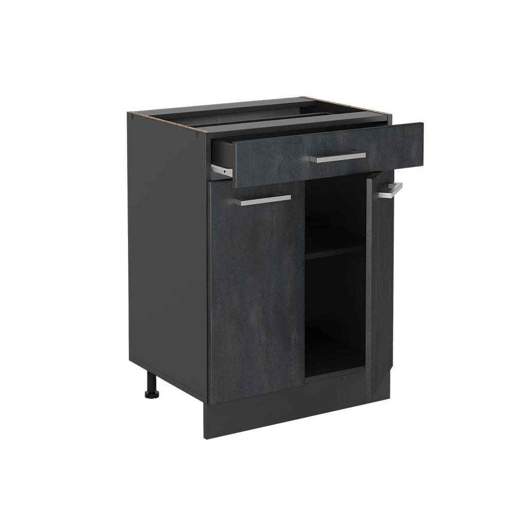 Vicco Schubladenschrank Schwarz Beton 60 cm mit Schublade, ohne Arbeitsplatte, R-Line