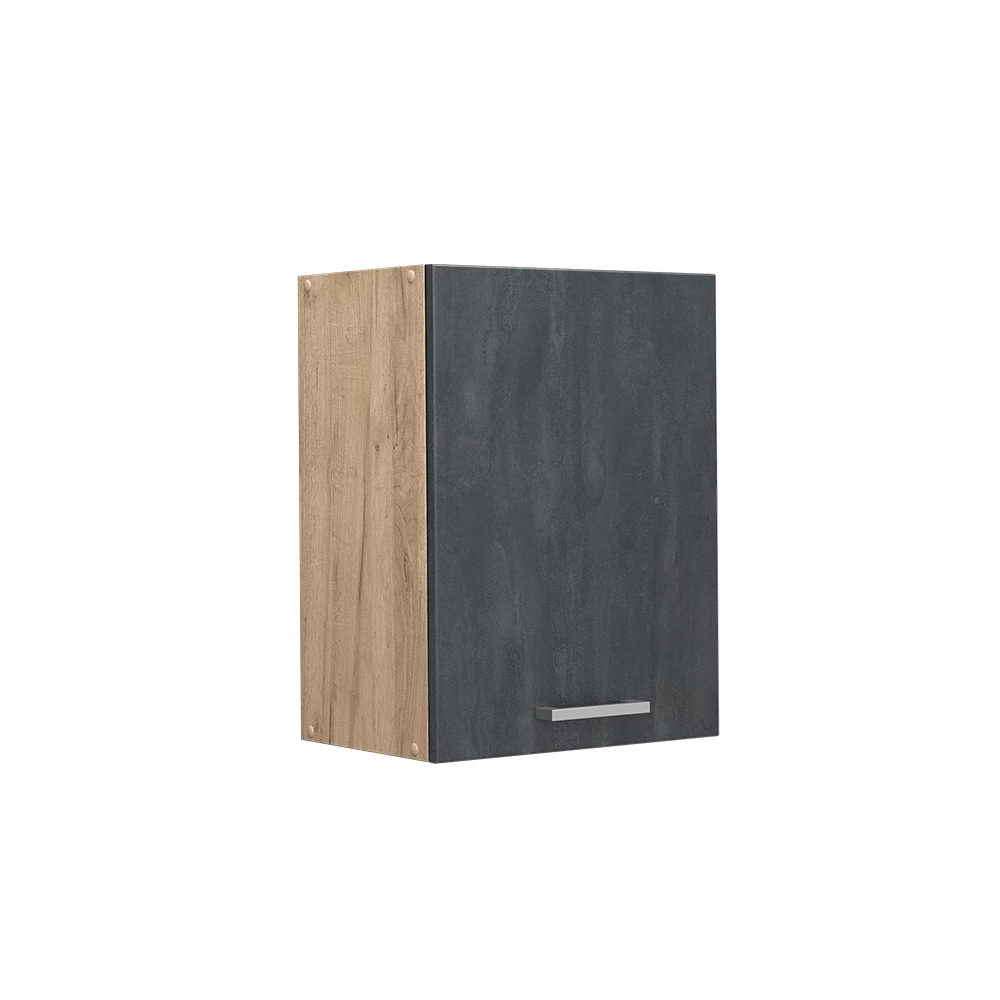 Hängeschrank in Schwarz Beton auf weißem Hintergrund