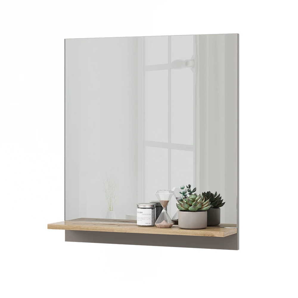 Vicco Badspiegel Greige 60 x 67 cm mit Regal, Marelle