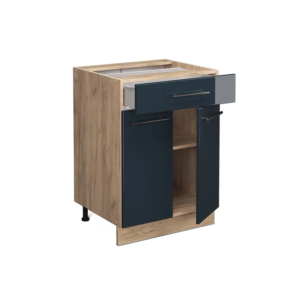 Dulap de bază pentru bucătărie in Albastru închis înalt lucios on white background