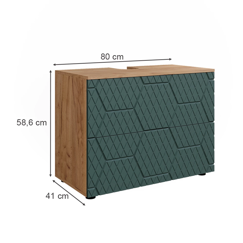 Vicco Badmeubel Groen 80 cm met 2 laden, Irma