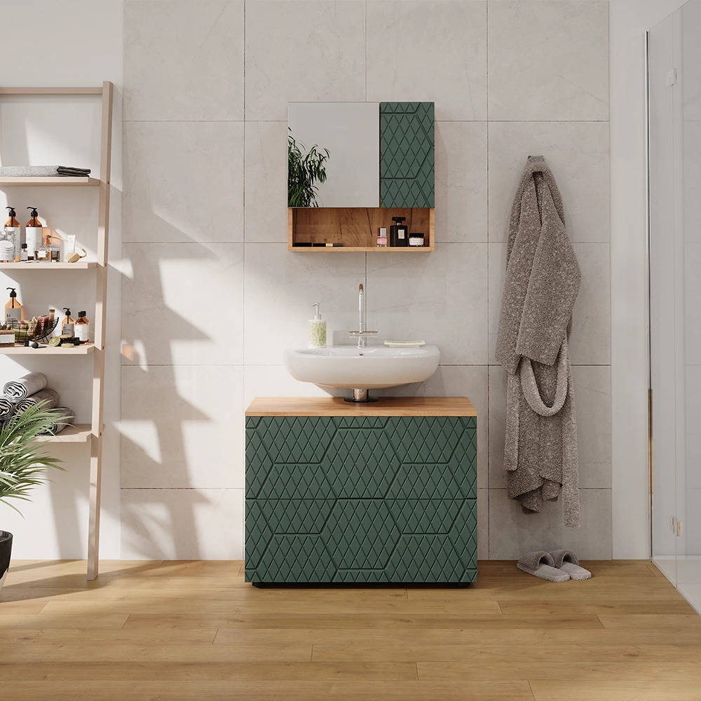 Vicco Badmeubel Groen 80 cm met 2 laden, Irma