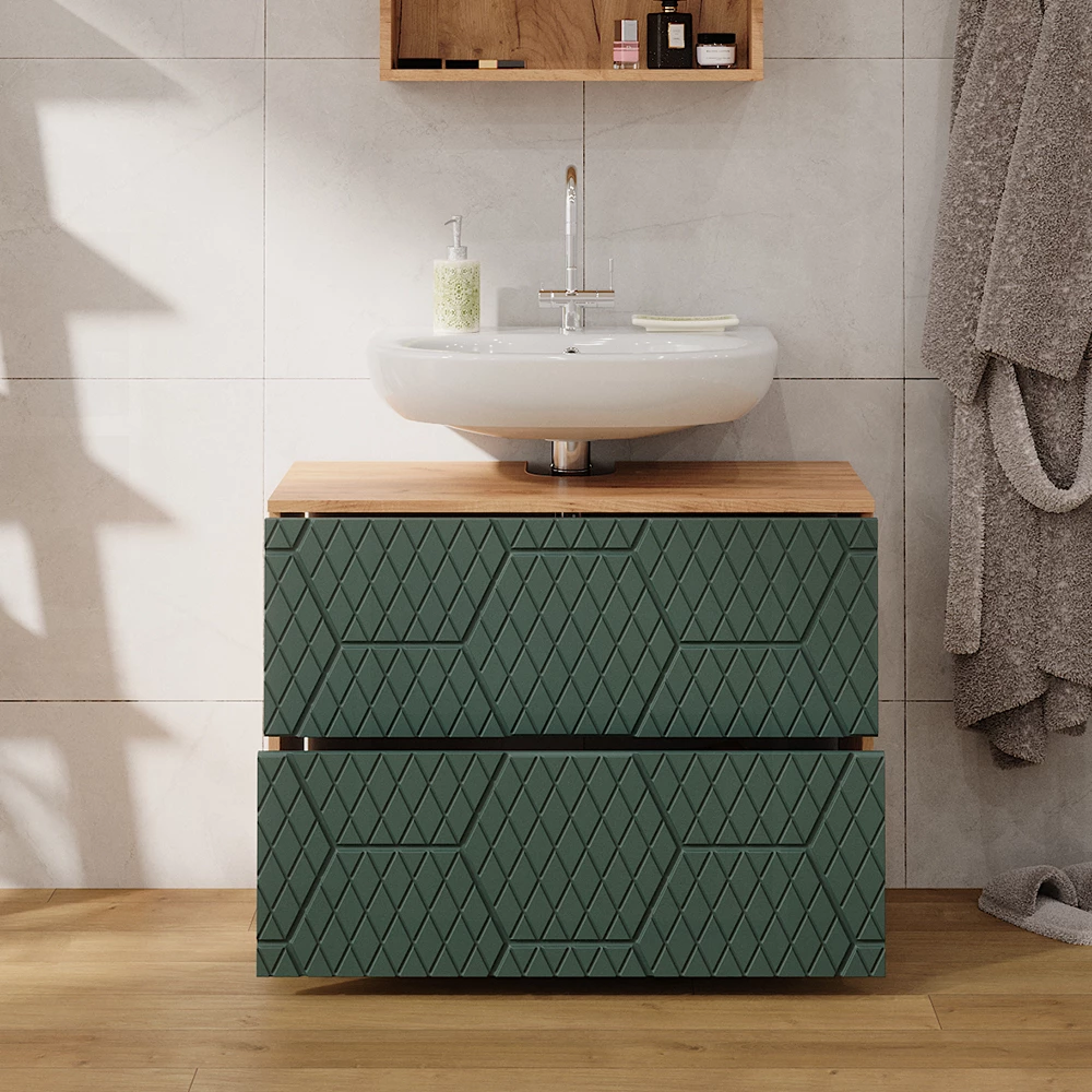 Vicco Badmeubel Groen 80 cm met 2 laden, Irma