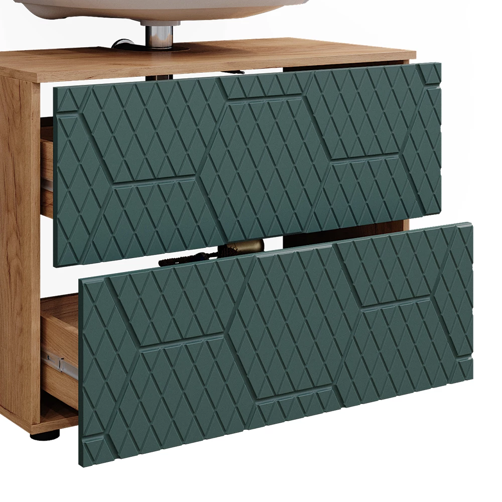 Vicco Badmeubel Groen 80 cm met 2 laden, Irma
