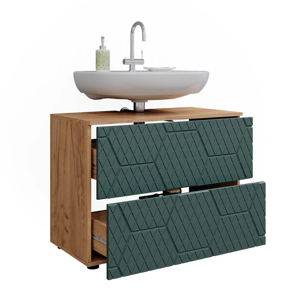 Vicco Badmeubel Groen 80 cm met 2 laden, Irma