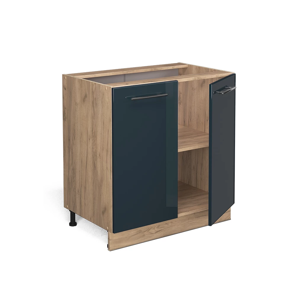Keukenonderkast in Donkerblauw hoogglans shown in ambient setting with decoration