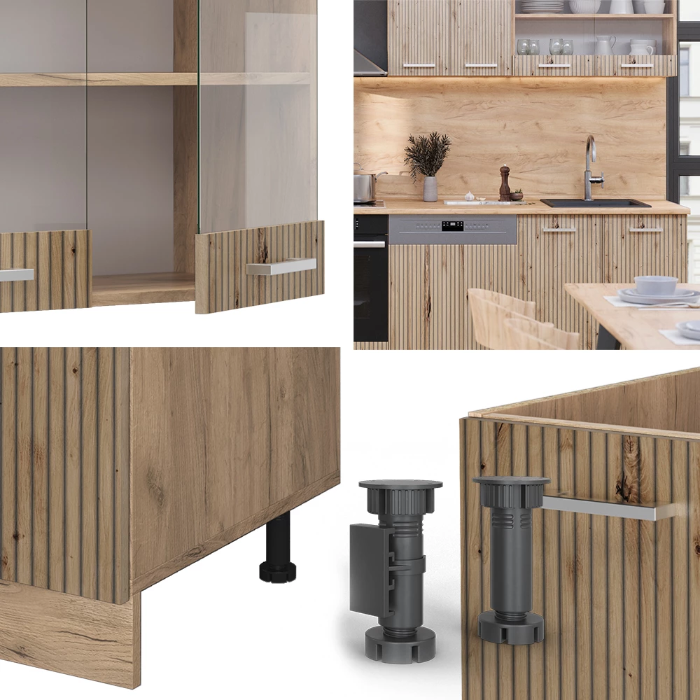 Čajna kuhinja u boji Artisan-Eiche/Goldkraft Eiche na bijeloj pozadini