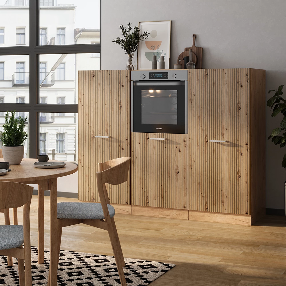 Vicco Cucine componibili piccole Rovere artigianale/rovere Goldkraft 180 cm senza piano di lavoro, R-Line