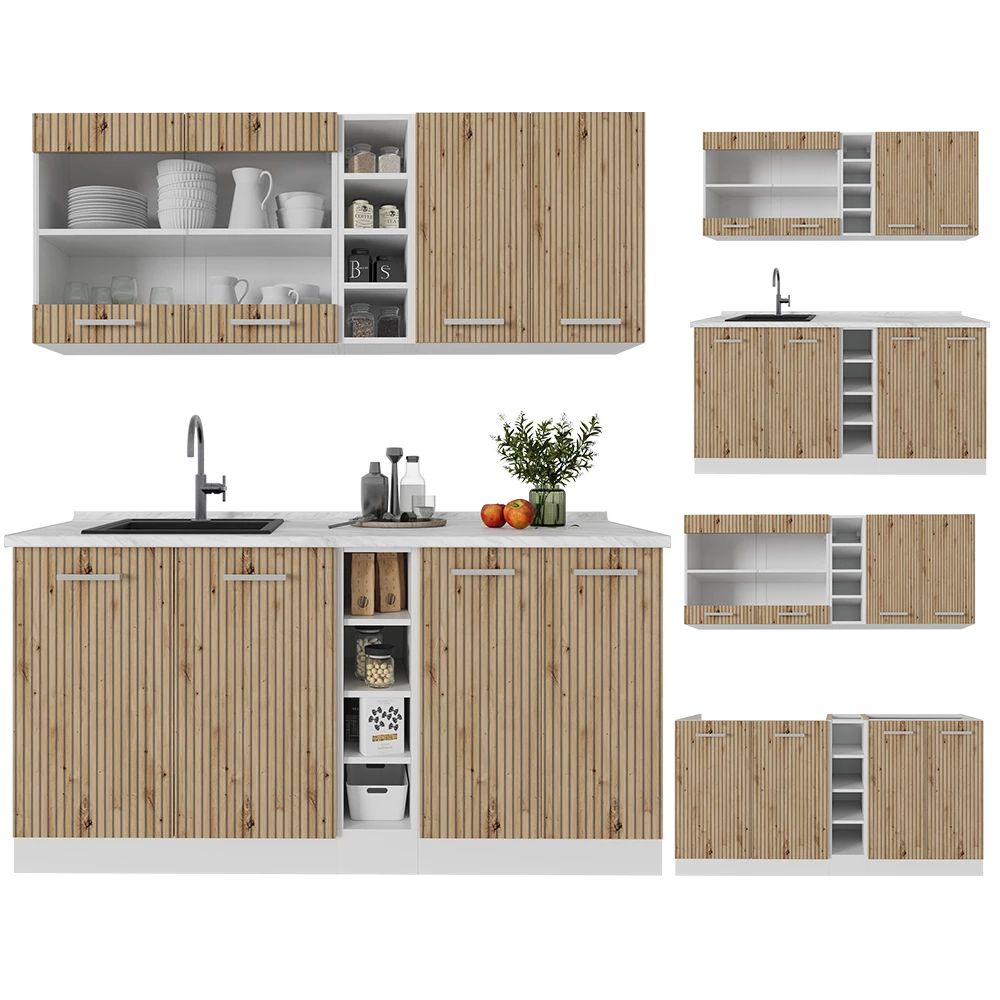 Close-up of Enkele keuken in Artisanaal eiken/wit, showing design and surface details