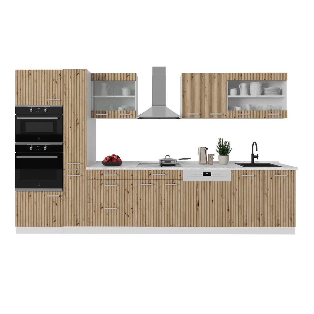 Vicco Cuisine R-Line, Artisan chêne/blanc, 350cm avec