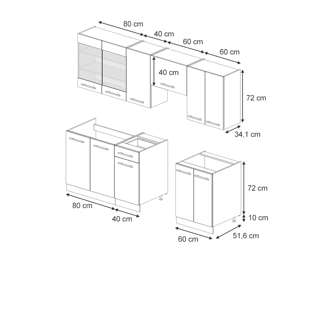 Vicco Küchenzeile Dunkelblau Hochglanz/Anthrazit 240 cm , AP Anthrazit, Fame-Line