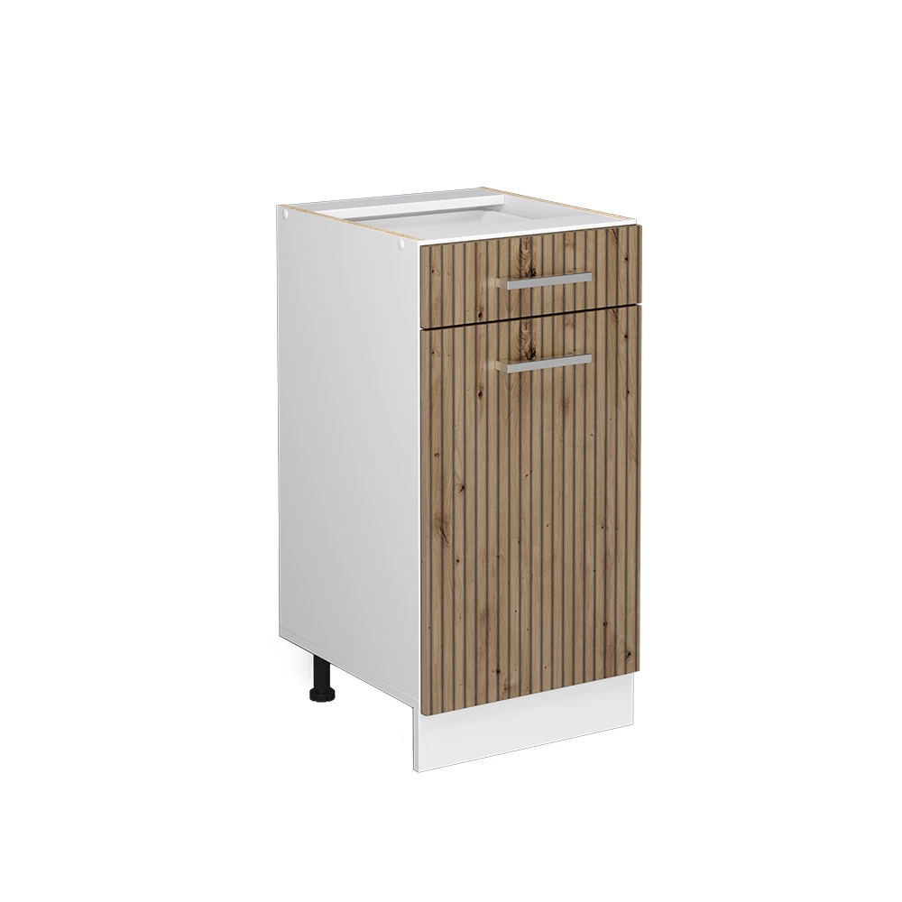 Küchenunterschrank in Artisan-Eiche auf weißem Hintergrund