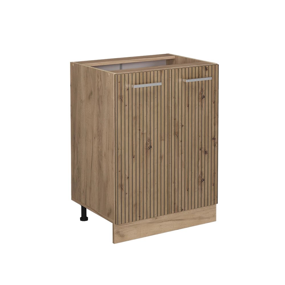 Küchenunterschrank in Artisan-Eiche auf weißem Hintergrund