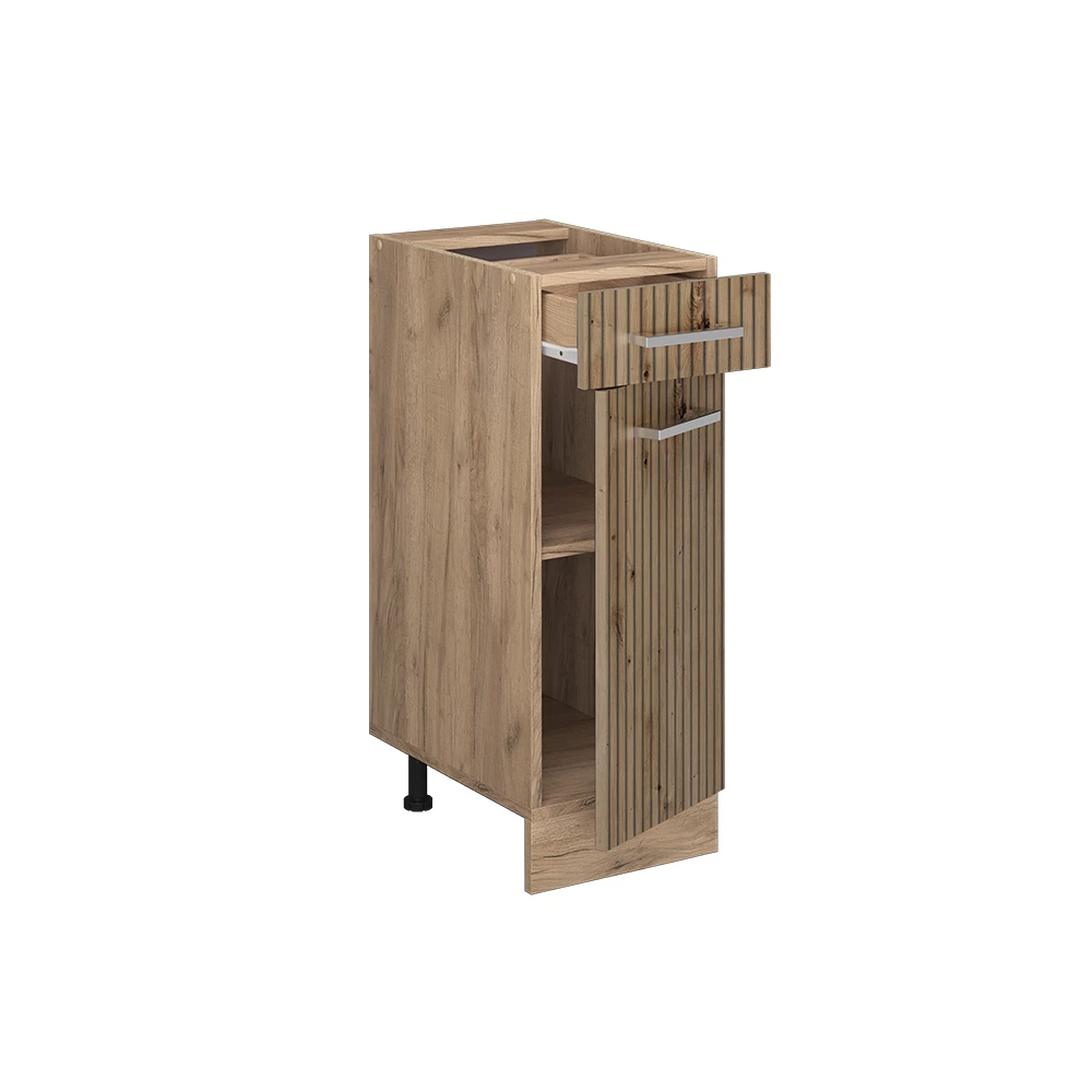 Vicco Mobiletto base per cucina Rovere artigianale 30 cm senza piano di lavoro, R-Line