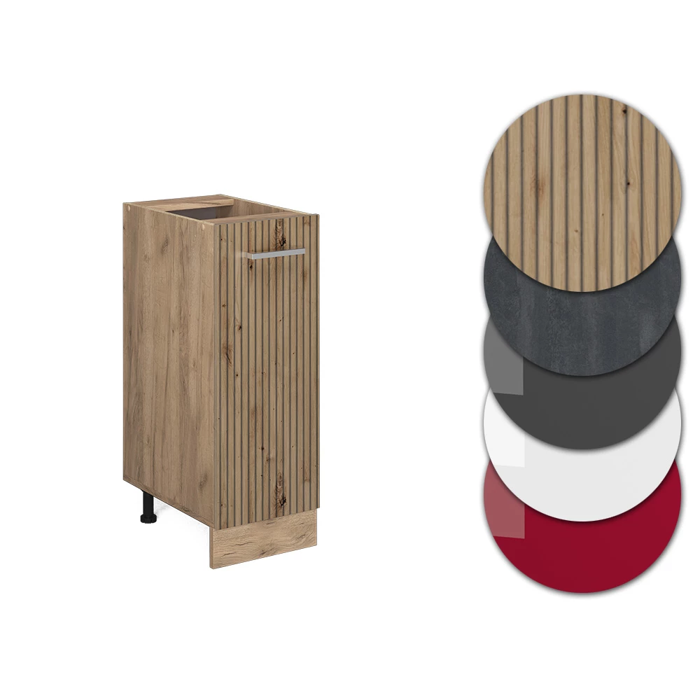 Nahaufnahme von Apothekerschrank in Artisan-Eiche, zeigt Design- und Oberflächendetails