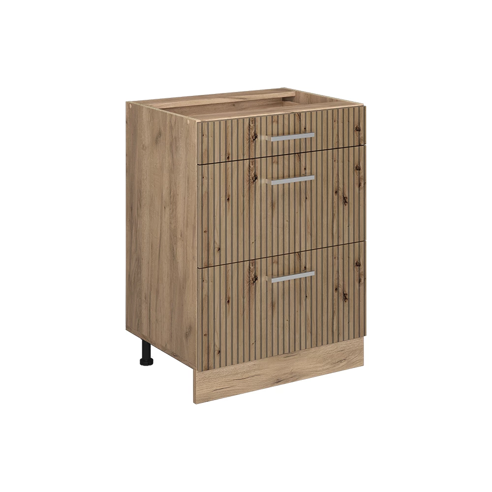 Küchenunterschrank in Artisan-Eiche auf weißem Hintergrund