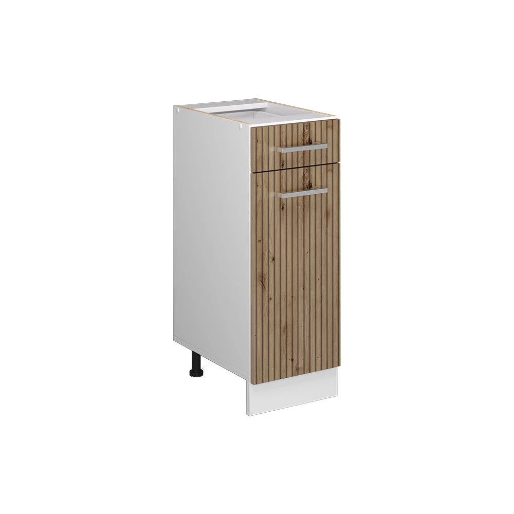 Küchenunterschrank in Artisan-Eiche auf weißem Hintergrund