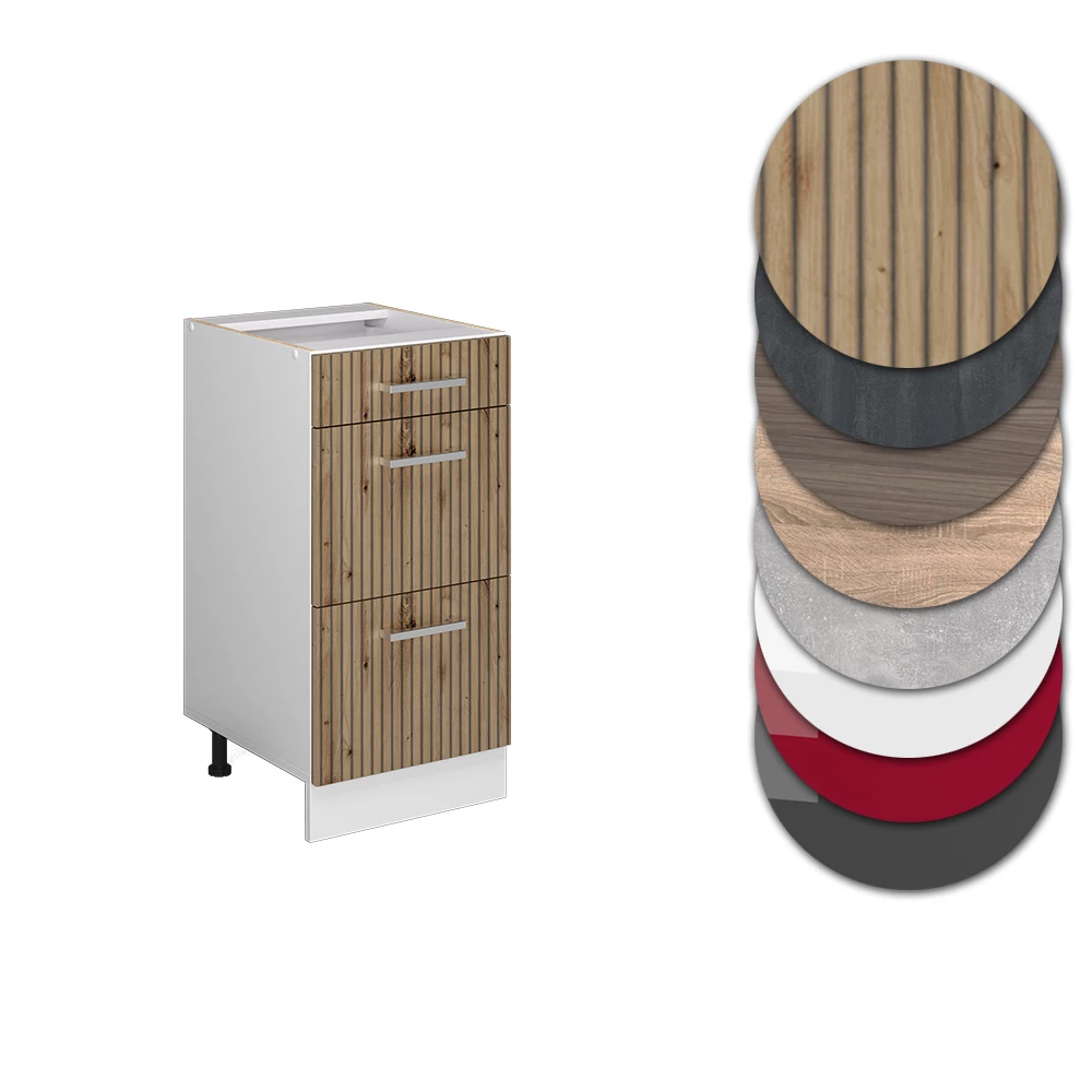Nahaufnahme von Küchenschrank in Artisan-Eiche, zeigt Design- und Oberflächendetails