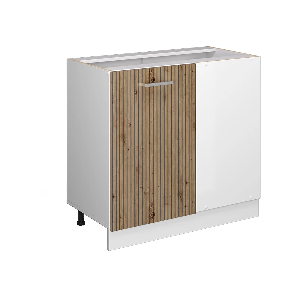 Eckunterschrank in Artisan-Eiche auf weißem Hintergrund