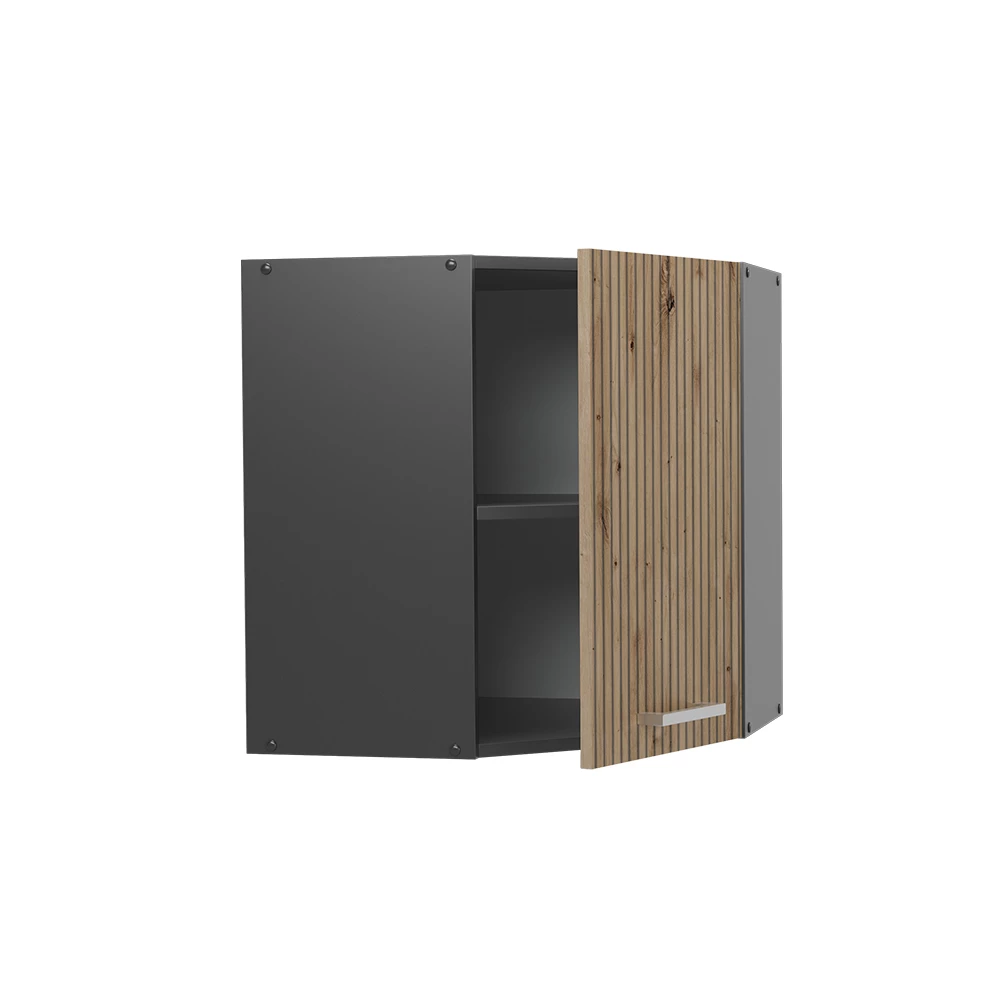 Hörnväggskåp in Hantverks ek on white background