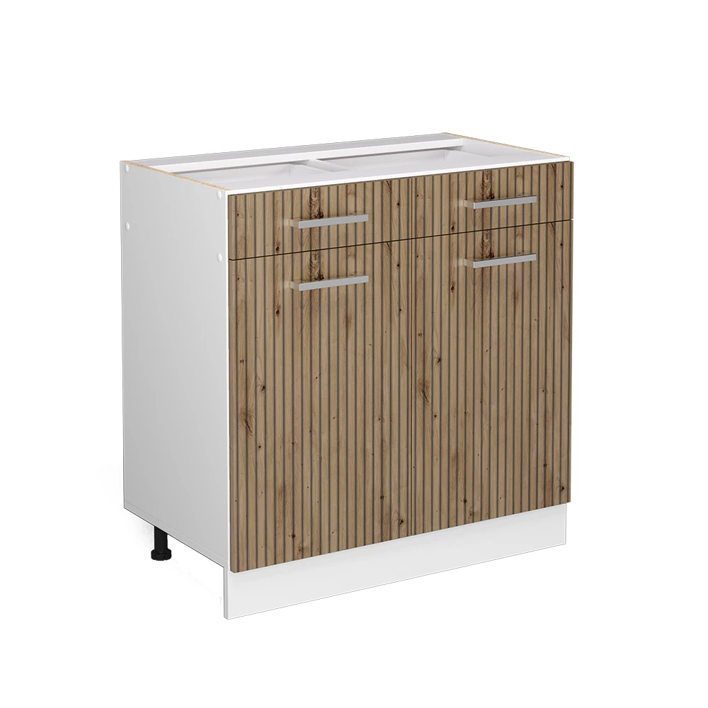 Küchenunterschrank in Artisan-Eiche auf weißem Hintergrund