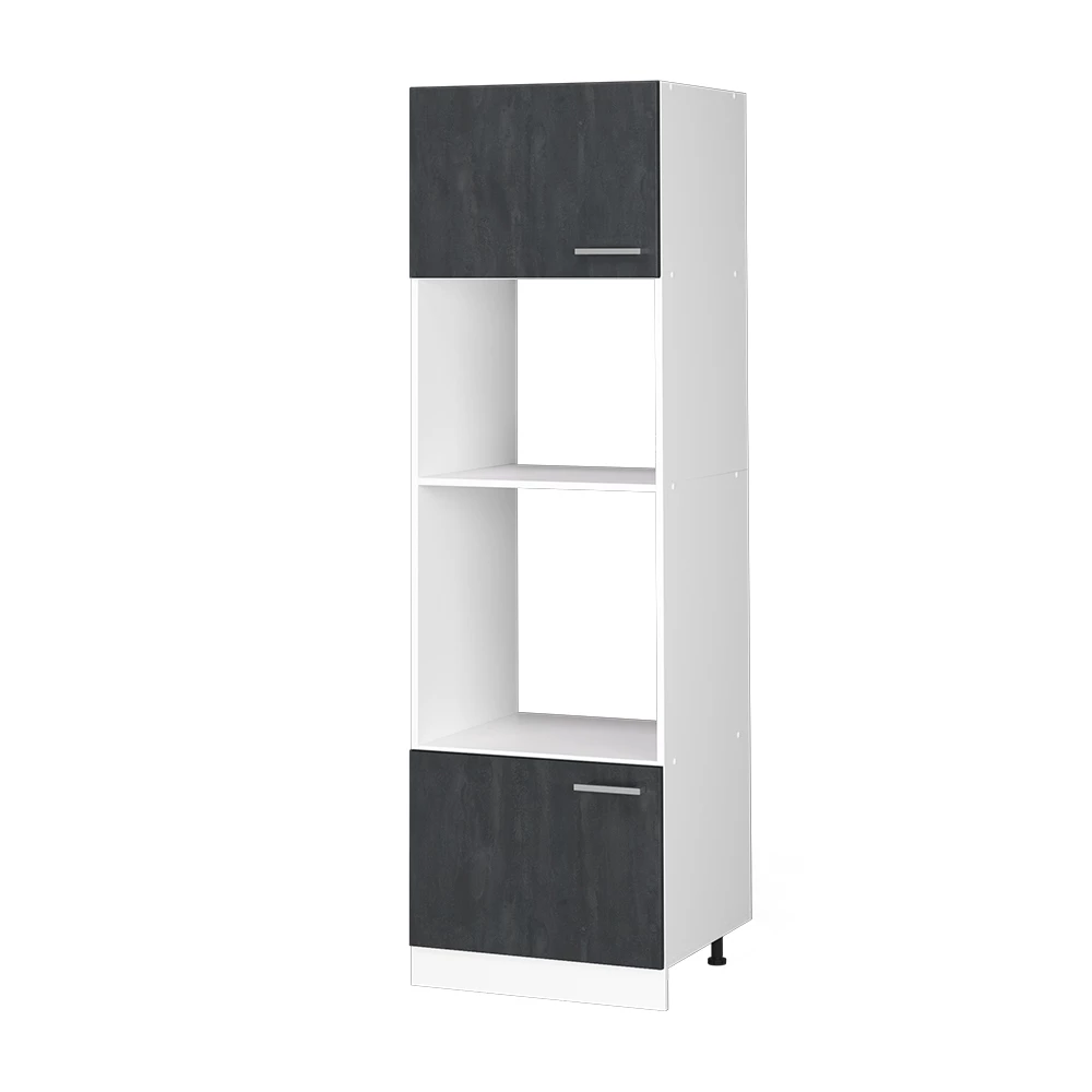Mikrowellenschrank in Schwarz Beton auf weißem Hintergrund