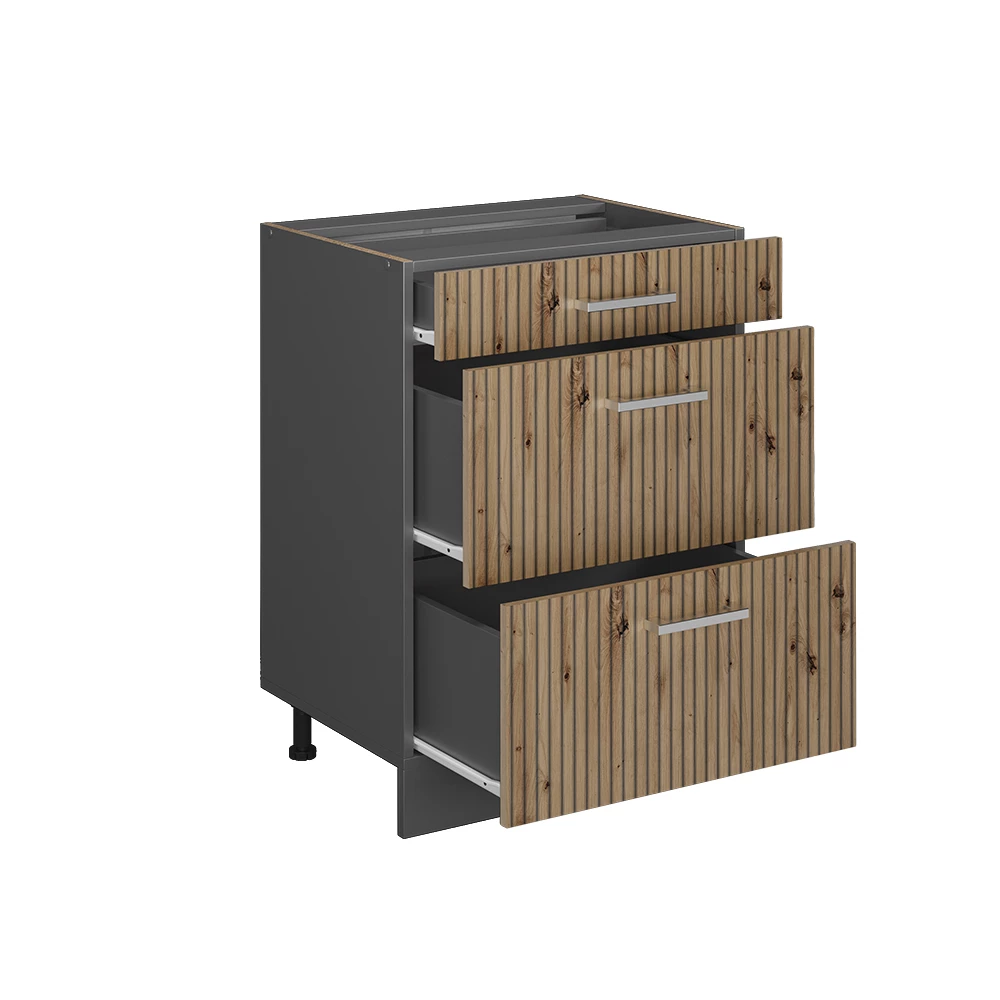 Köksunderskåp in Hantverks ek on white background